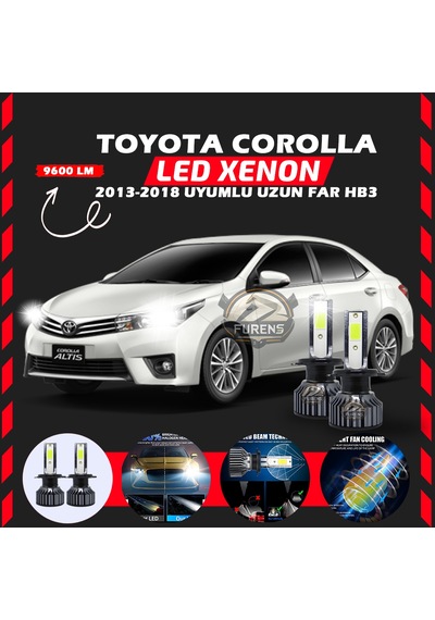 Toyota Corolla 2013-2018 Uzun Far Uyumlu Şimşek Etkili Led Xenon Pro Series Hb3
