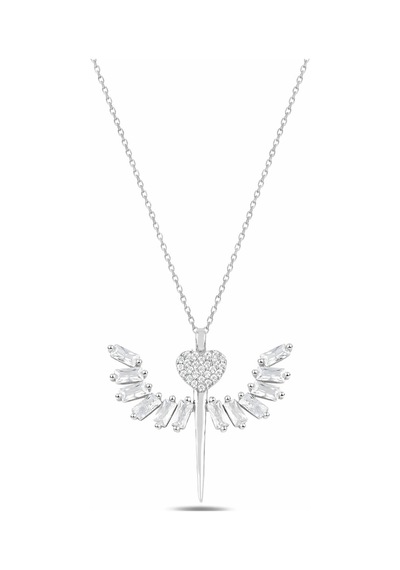 Çekirdekjewelry 925 Ayar Gümüş Zirkon Taşlı Melek Kanadı Kalp Kolye Rodyum Kaplama Şık Tasarım Gümüş Çekirdekjewelry 925 Ayar Gümüş Zirkon Taşlı Melek Kanadı Kalp Kolye Rodyum Kaplama Şık Tasarım Gümüş