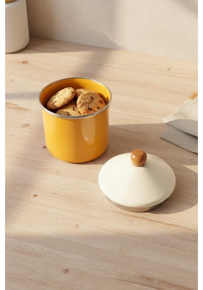 Bambum Nostalji - Ahşap Saplı Baharatlık Hardal 12 Cm Hardal Sarı