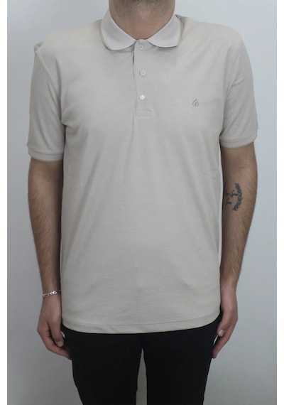 Santa Dmctekstil Erkek Düz Klasik Kesim Rahat Kalıp Polo Yaka T-shirt Krem