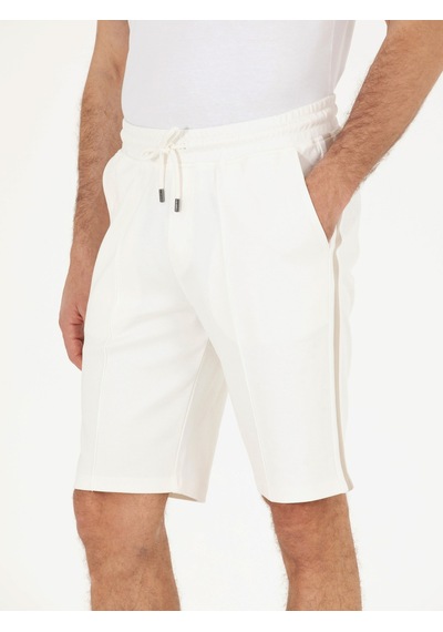 Cacharel Ekru Slim Fit Örme Şort Bej