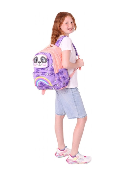Kaukko Toys Kız Çocuk 3d Panda Şekilli İlkokul Ve Günlük Sırt Çantası - Mor Somon - L5233 Mor