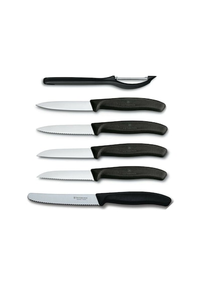 Victorinox 6 Parça Siyah Soyma Bıçak Seti ve Soyacak Siyah