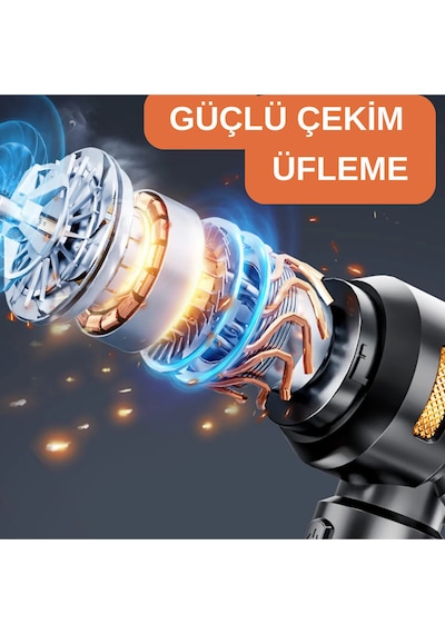 16000pa Üflemeli Güçlü Vakumlu Ev Ofis Araç Süpürgesi Güçlü El Süpürgesi Şarjlı Çok Fonksiyonlu