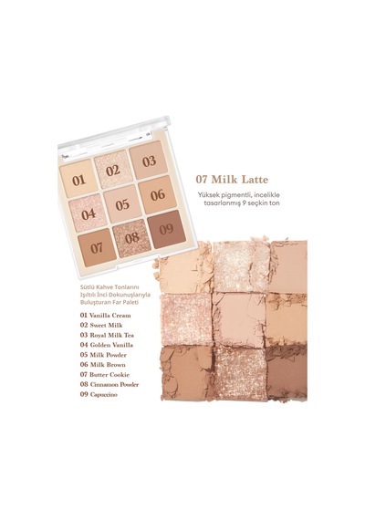 Dasique Mat Ve Işıltılı Renk Seçenekleri Sunan Far Paleti Shadow Palette 07 Milk Latte 07 Milk Latte