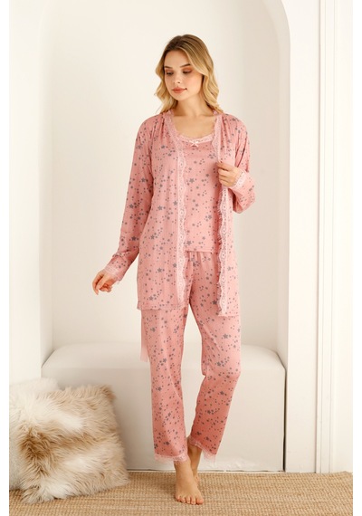Nisanca Sabahlıklıklı 3 Parça Çeyizlik Kutulu Kadın Pijama Takımı- Dantelli Kutulu Kadın Pijama- Geniş Beden Aralığı Pembe Nisanca Sabahlıklıklı 3 Parça Çeyizlik Kutulu Kadın Pijama Takımı- Dantelli Kutulu Kadın Pijama- Geniş Beden Aralığı Pembe