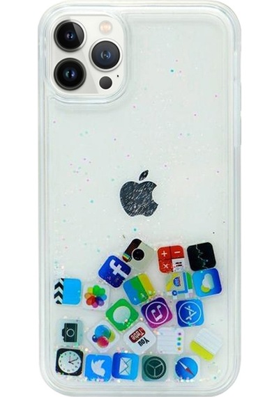 Teknomoda Apple iPhone 13 Pro Max Kilif Simli Sulu Uyumlu iOS Menü Ikon Silikon 537097914