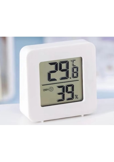 Mini Lcd Dijital Sıcaklık Nem Ölçer Termometre Higrometre - Duvara Takılabilir Beyaz