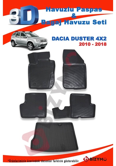 Dacia Duster 4X2 2010-2018 Paspas Ve Bagaj Havuzu Seti Siyah