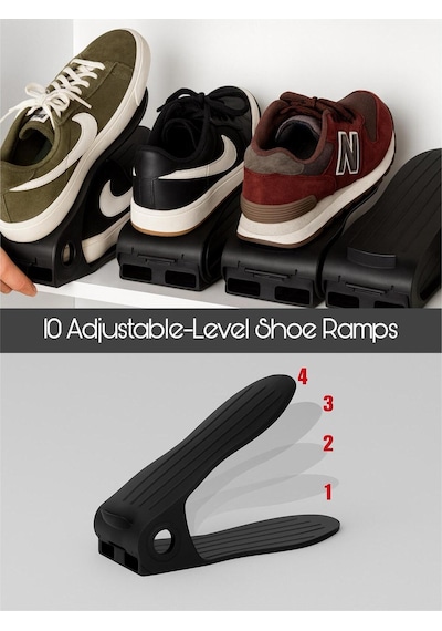 10 Adjustable-level Shoe Ramps Maximize Your Storage Space Plastik Siyah Tr Diğer
