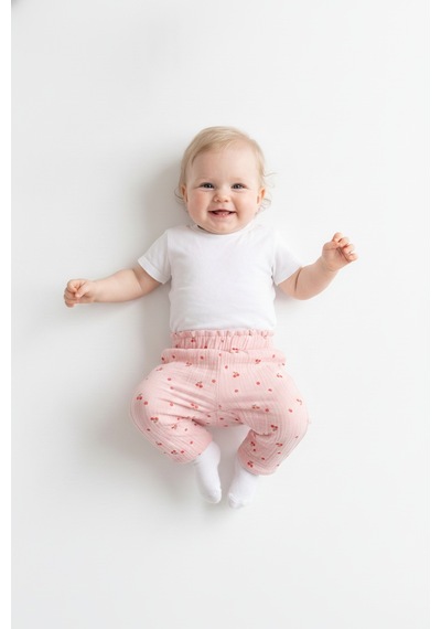 Tiffany Baby & Kids Müslin Cherry Vibe Tasarımlı Tek Alt Ekru