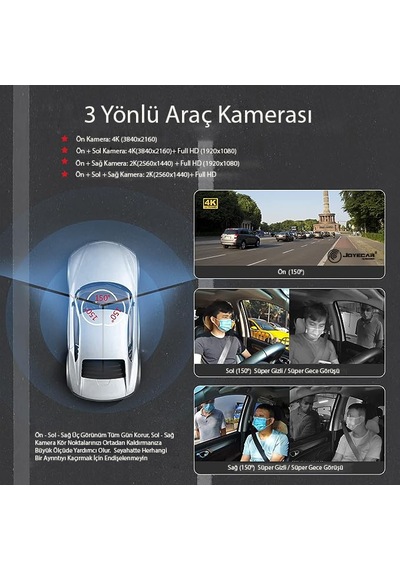 Joyecar 3 Yönlü Araç Kamerası