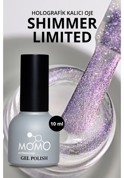 Momo Professional Shimmer Limited Holografik Kalıcı Oje SL03 Rakı Beyazı Pembe Mor Simli 10 ML