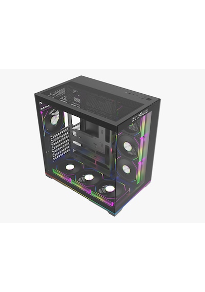 Strong Balerion 7x 120 Mm Fanlı Argb Kumandalı Şerit Ledli Atx Akvaryum Siyah Gaming Bilgisayar Kasası Powersız