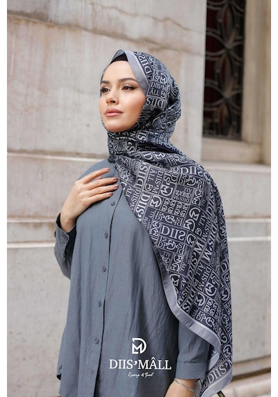 Mimiyum Desenli Özel Premium Soft Şal Gri