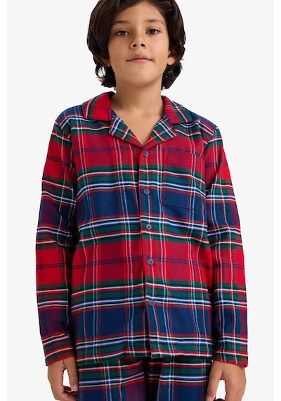 Defacto Erkek Çocuk Pijama Takımı Flanel Uzun Kollu Üst Uzun Alt F0983a825wnrd286 Kırmızı-rd286