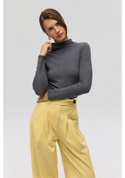 Mai Collection Mai Studios Co. Serina Balıkçı Yaka Antrasit İnce Triko Antrasit