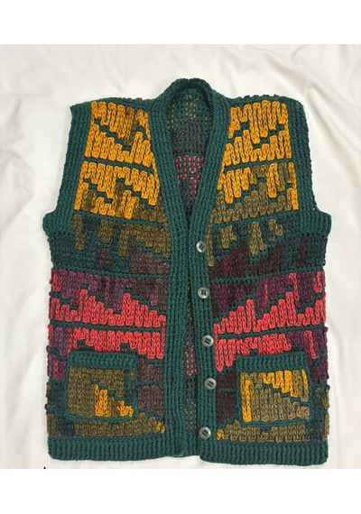 Özgürhandmade Kadın El Örgüsü Yelek Haki Yeşil
