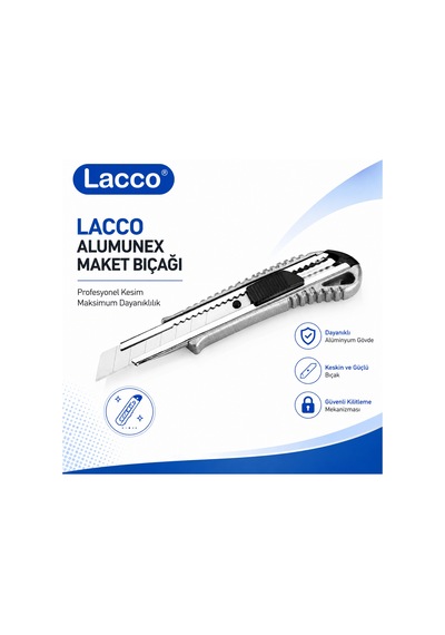 Lacco Alumunex Alüminyum Maket Bıçağı Profesyonel Metal Gövdeli Falçata Maket Karton Koli Kesme Bıçağı 1 Adet