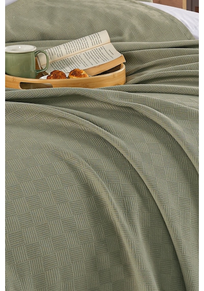 Loya %100 Pamuk Tek Kişilik Pike Yatak Örtüsü Koltuk Örtüsü 160x230cm Yeşil
