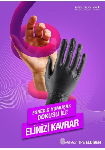 Slimfit Glove Pudrasız Yırtılmaya Dayanıklı Tek Kullanımlık Siyah Eldiven 100'lü