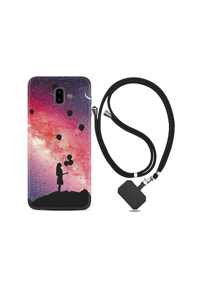 Samsung Uyumlu Galaxy J6 Plus Kılıf Ipli Askılı Flowers Cat 2 1349