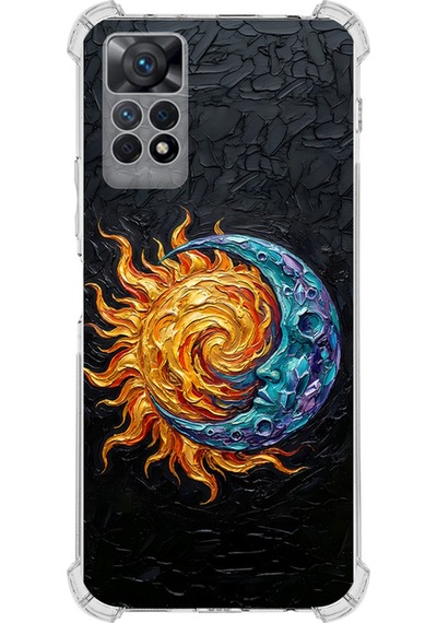 Redmi Note 11 İle Uyumlu Köşe Korumalı Kılıf Metamorfoz Kozmik Dans Tasarımlı Uv Baskılı Şeffaf
