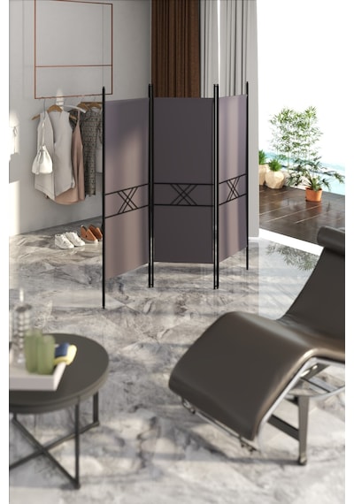 Retodesign 3 Kanatlı Paravan 1443 Siyah