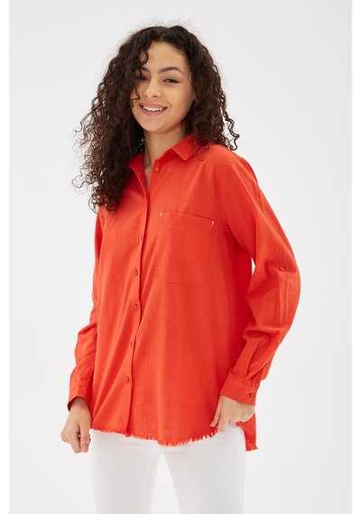 Fashion Friends Etek Ucu Püsküllü Gömlek Kırmızı Kırmızı
