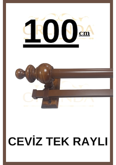 Rustik Perde Askısı Ceviz 100cm - Ahşap Rustik Ceviz