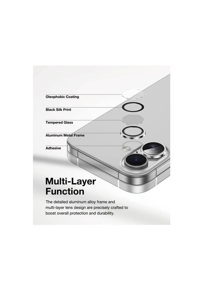 Apple Uyumlu iPhone 17 Metal Çerçeveli Temperli Kamera Lens Koruyucu Gümüş