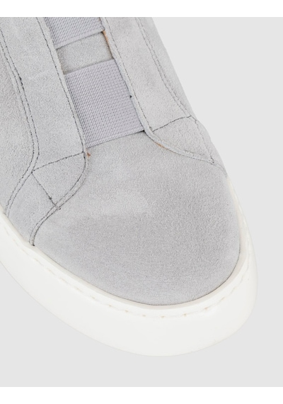Gri Süet Deri Kadın Slip-on Sneaker