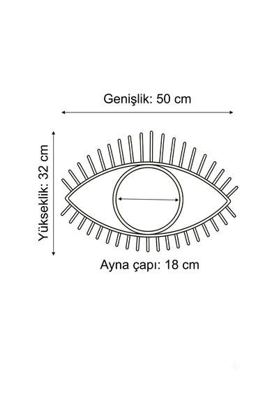 İris Göz Ayna - Metal Çerçeveli 18 Cm Küçük Duvar Aynası Altın