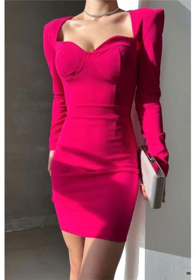 Store Krep Yaka Elbise Kollu Kumaş Uzun Kalp Siyah - 935902500 Siyah