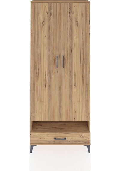 Arges Dolap 6 Raflı Tek Çekmeceli 2 Kapaklı 88x30x221 Çam-çam Çam