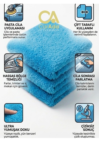 Puhu 3 Adet Pasta-cila Uygulama Ve Silme Mikrofiber Bez 40x40 Cm