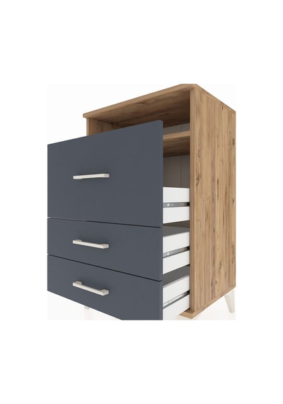 Hyperion Komodin Tek Raflı 3 Çekmeceli 60x44x96 Çam-antrasit Atlas Çam