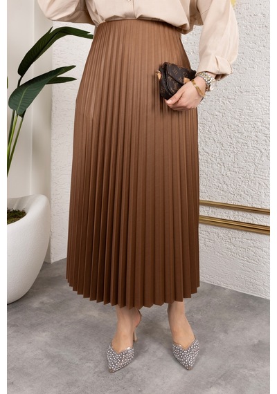 Hira Life Fashion Kadın Tesettür Giyim Ve Deri Görünümlü Beli Lastik Detayı İle Piliseli Uzun Etek Kahverengi Kahverengi Hira Life Fashion Kadın Tesettür Giyim Ve Deri Görünümlü Beli Lastik Detayı İle Piliseli Uzun Etek Kahverengi Kahverengi