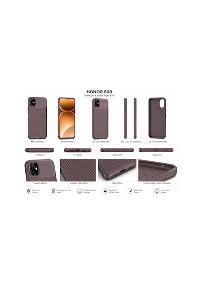 Huawei Honor 600 Kılıf Karbon Silikon Case Siyah
