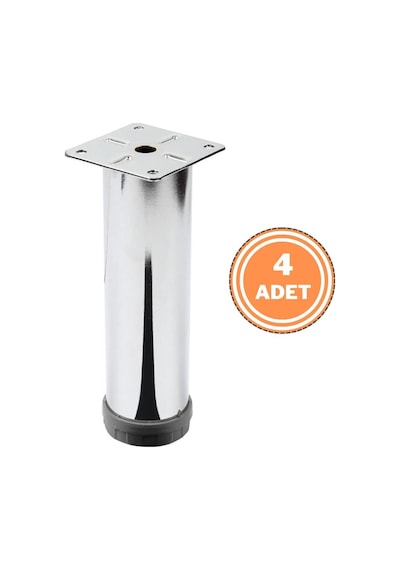 4 Adet Mobilya Ayağı Metal 15 Cm Alttan Ayarlı 42 Mm Krom Ayak