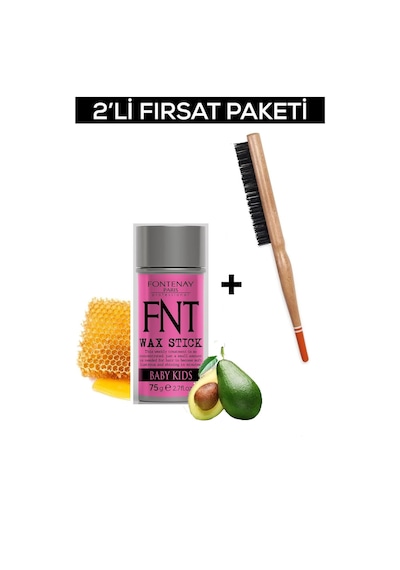 Fontenay Hair Wax Stick 75gr For Kids + Profesyonel Topuz Fırçası 3033 2'li Set