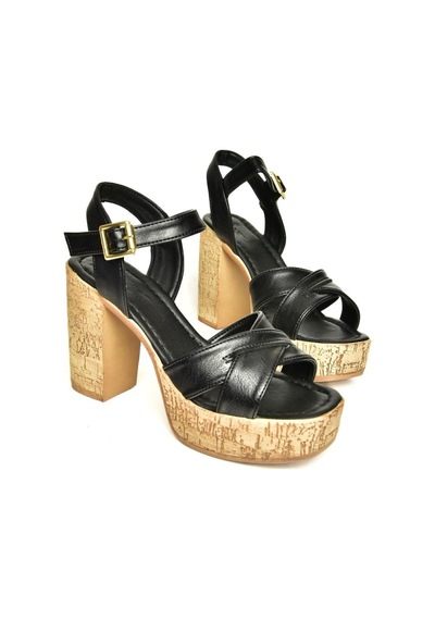 Fox Shoes U996251509 Siyah Platform Kalın Topuklu Kadın Ayakkabı Siyah