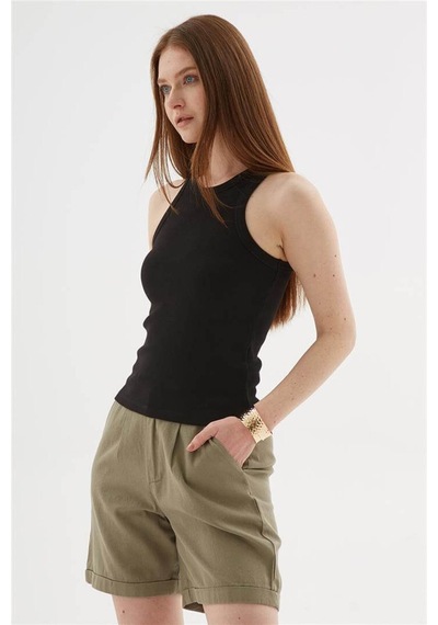Halter Yaka Atlet Siyah Çok Renkli