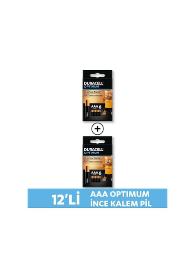 Duracell Optimum Aaa Alkalin Pil, 1,5 V Lr03 Mn2400, 12 Li Paket