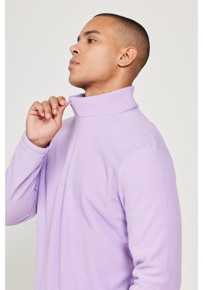 AC&Co / Altınyıldız Classics Anti-Pilling Tüylenme Yapmayan Bato Yaka Erkek Polar Sweatshirt Lila