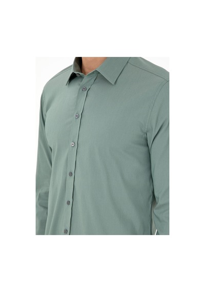 Cacharel Mint Slim Fit Uzun Kollu Gömlek Yeşil