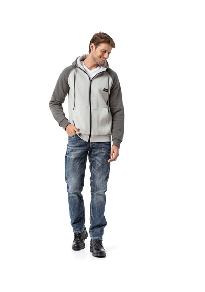 Cipo & Baxx Erkek Kapüşonlu Regular Fit Renk Bloklu Sweatshirt Cl579 Gri