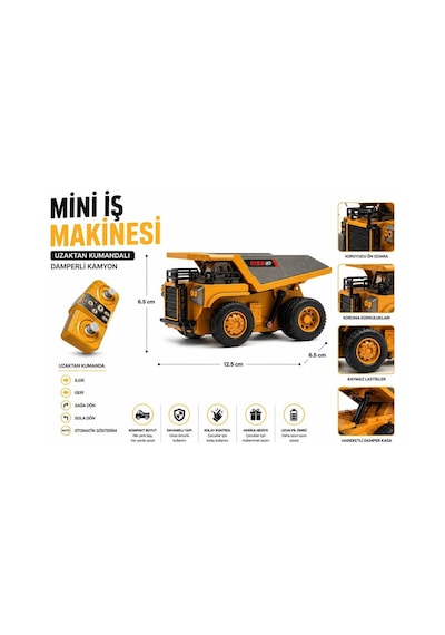 2.4ghz 1:64 Uzaktan Kumandalı Metal Kasa Full Fonksiyon Şarjlı Minik Kamyon 8 Cm Çok Renkli