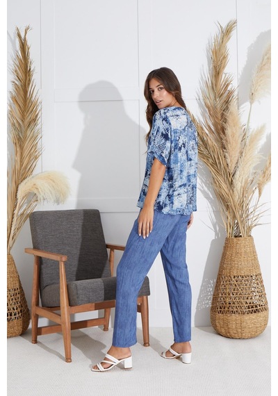 Sevim Kadın Kısa Kol Önden Düğmeli Lacivert Pijama Takım C2t5n551 001