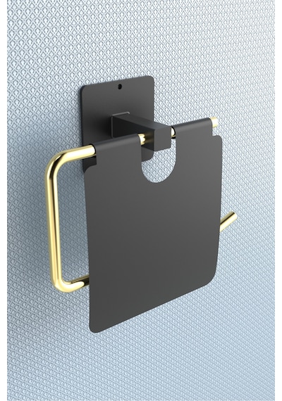 Karteya Yapışkanlı Kapaklı Paslanmaz Gold Tuvalet Kağıdı Tutacağı/tuvalet Wc Kağıtlık Gold